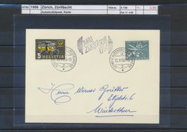 1956 Zürich, "Zürifäscht", Automobilpost, Karte