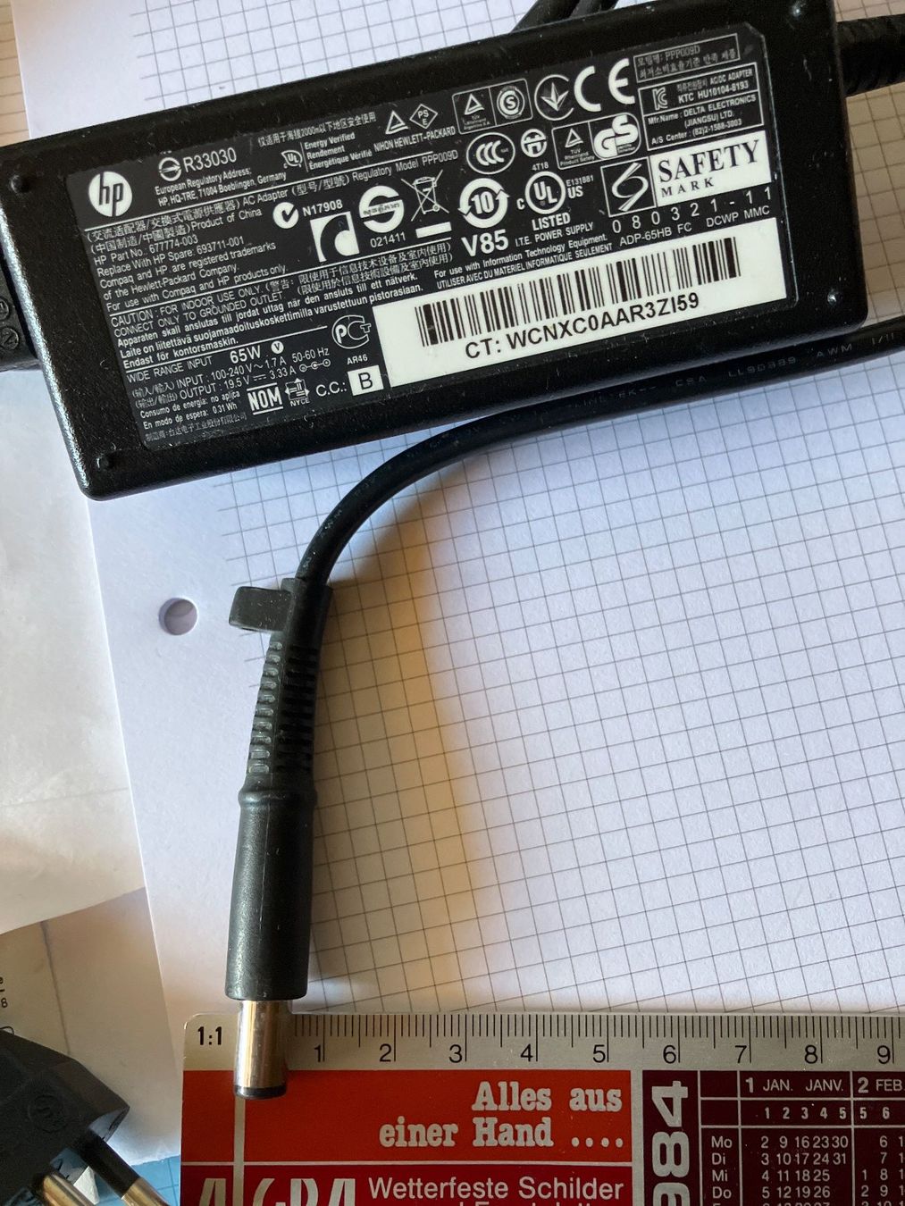 Hewlett Packard Caricabatterie: HP Ladegerät PC 65W – Usato da Cunter venduto da Bicasi58 1
