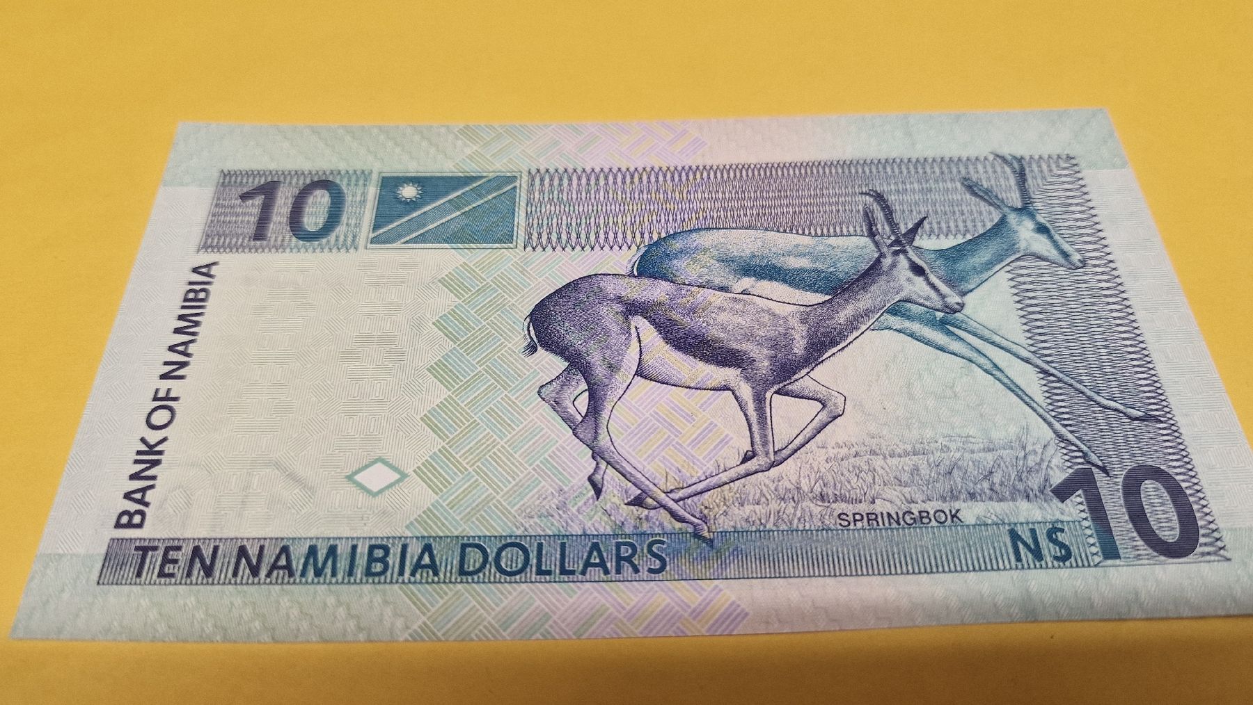 Banconote: Namibia 10 Dollar Note, Selten, Sammlerstück, Top – Nuovo e nell'imballaggio originale da Herisau venduto da Antiques.AR 1