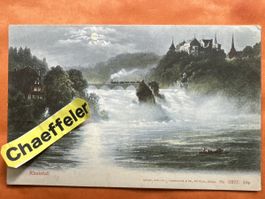 Antike Postkarte 1906 Rheinfall Schaffhausen, mit Mond & Zug