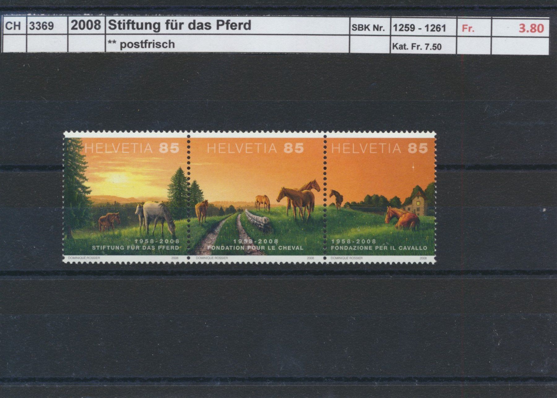 Alle Briefmarken: 2008 "Stiftung für das Pferd", ** postfrisch – Neu (gemäss Beschreibung) aus Winterthur von Zupogeru
