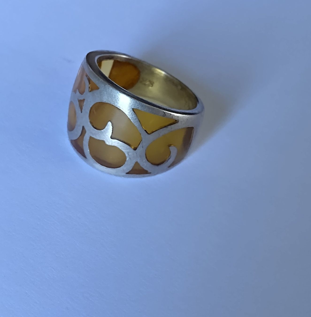 Anelli: MODERNER RING IN 925 SILBER MIT GELBER EINLAGE – Usato da Romanshorn venduto da Glitzer-Paradies 3