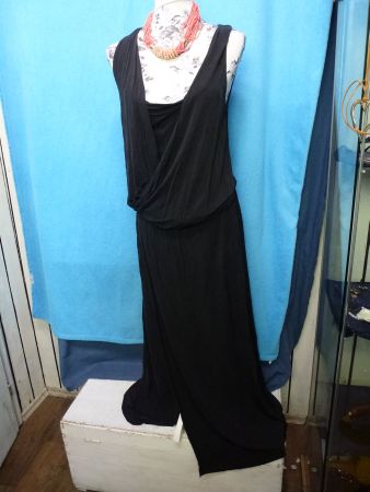 CINQUE LANGES KLEID OHNE ARM GR M CUPRO STOFF EDEL SCHLITZ