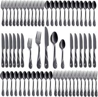 60-teiliges Besteckset für 12 Personen Edelstahl Schwarz Glä