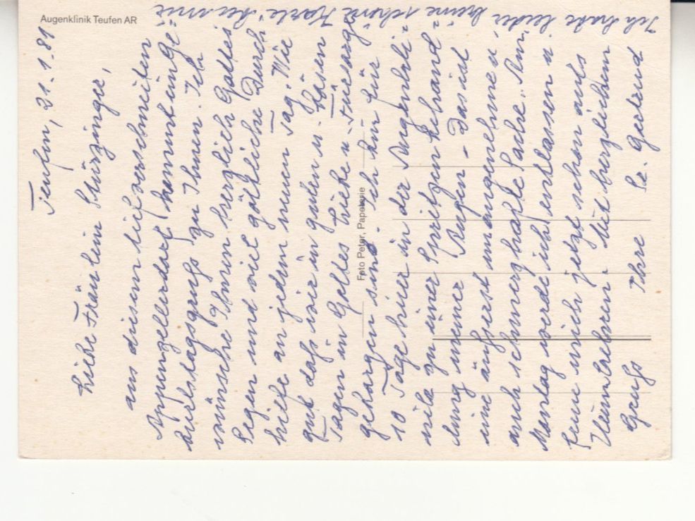 Cartoline postali: Teufen Augenklink 1981 – Usato da Bürglen TG venduto da StampGraf 1