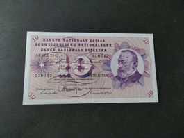 Schweiz 1971, 10 Franken  - nur schwacher senkr. Bug
