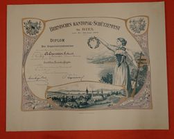 BIEL, KANTOAL SCHÜTZENFEST DIPLOM 1903