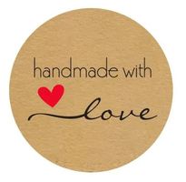 Stickerrolle Handmade with love 500 runde Aufkleber Ø 2,5cm