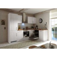 605 - Premium Winkelküche L-Küche 280 Landhaus Lärche/weiss