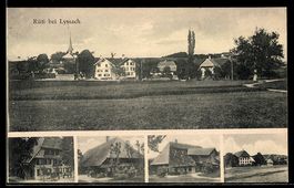 AK Rüti bei Lyssach, Wohnhaus, Panorama mit Kirche