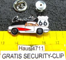 CORVETTE MIT ROUTE 66 ENAMEL PIN MIT SECURITY-CLIP
