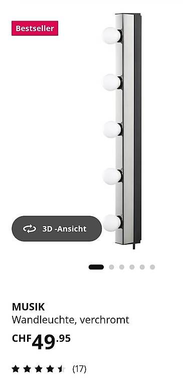 Lampen: Ikea Wandleuchte verchromt – Gebraucht aus Kölliken von Rose082