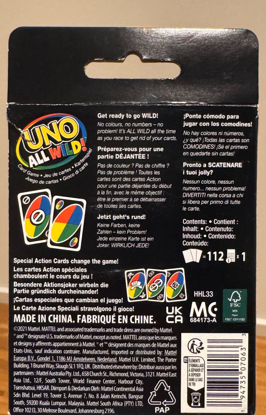 Mattel Giochi: UNO All Wild! – Nuovo (secondo la descrizione) da Binningen venduto da lea_5mf8 2