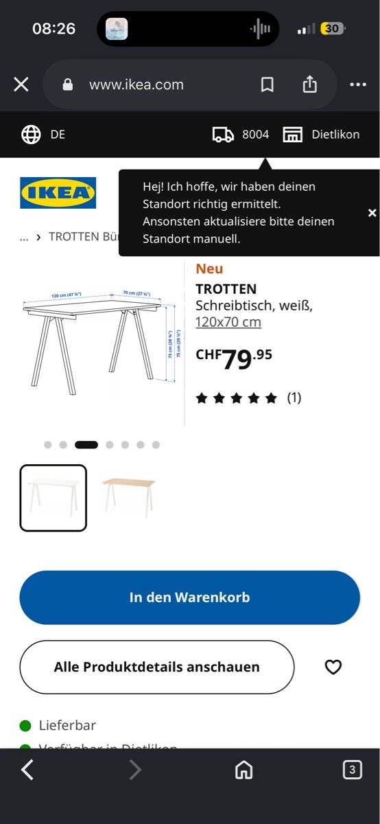 Ikea Scrivanie: IKEA TROTTEN Schreibtisch – Usato da Zürich venduto da lou_8j9v 1