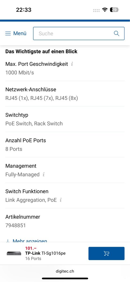 TP-Link Modem & Router: TP-Link Tl-Sg1016pe Netzwerkswitch – Usato da Wangen an der Aare venduto da buqa7 5