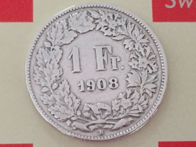 Tutti le monete: 1 Franken 1908 ss, nur 1,2 Mio! – Usato da Elsau venduto da herbybay