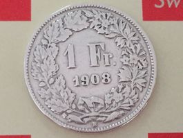 1 Franken 1908 ss, nur 1,2 Mio!