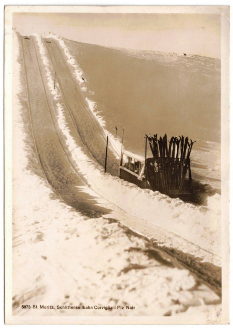 Cartoline postali: St. Moritz - Funi Corviglia-Piz Nair – Usato da Binningen venduto da Mountainrider