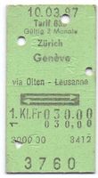 Billette Zürich - Genève 1. Klasse