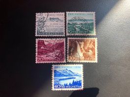 5 timbres oblitérés Pro Patria 1954