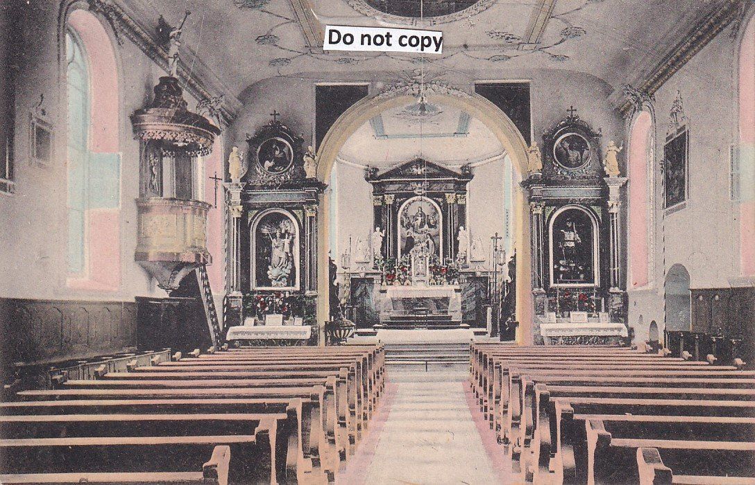 Ansichtskarten: Neuheim  ZG  -   Inneres der Kirche – Gebraucht aus Brig von Valcards54
