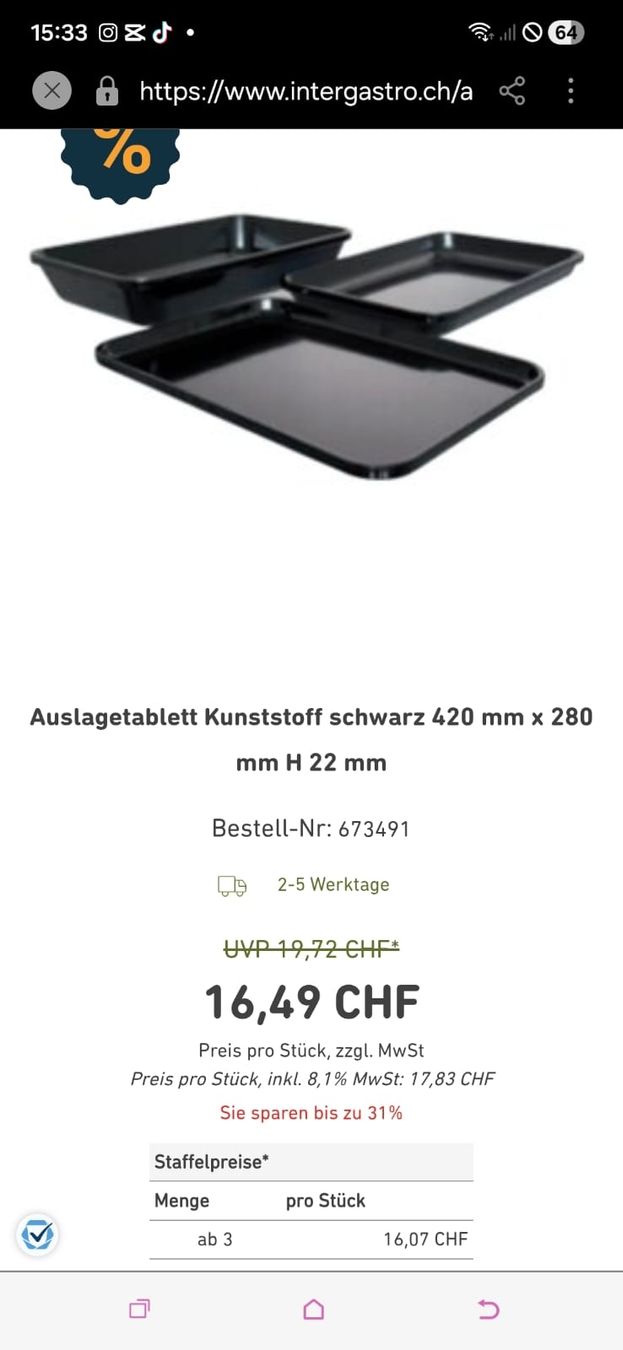 Piatti di portata: Schwarze Kunststofftabletts ##62 – Usato da Wuppenau venduto da Gastro.Wuppenau 2