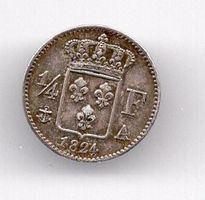 (214)Frankreich,  ¼ Francs 1824, fast stgl