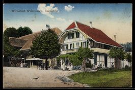 AK Burgistein, Gasthaus Weierboden mit Besuchern