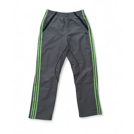 Adidas Sporthose grau neongrün gestreift Grösse S