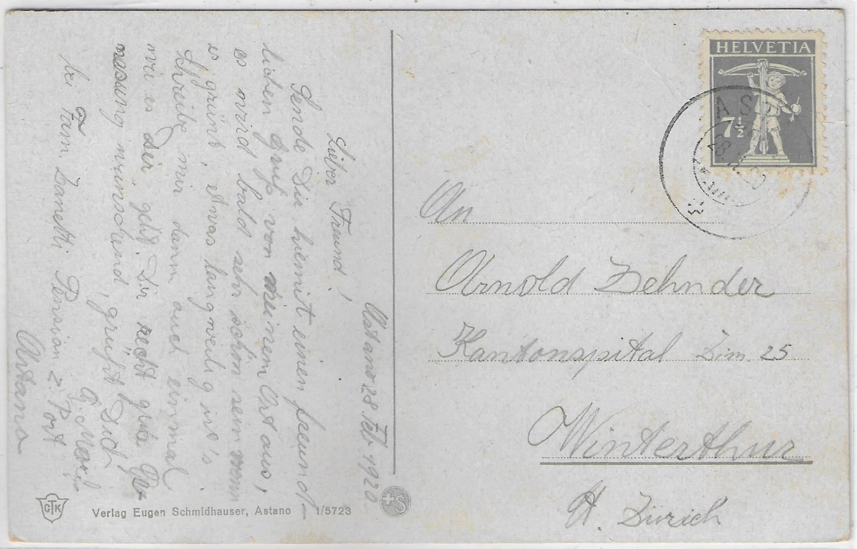 Cartoline postali: Astano mit Blick auf den Monte Rosa und – Usato da Ettingen venduto da Kartenplanet 1