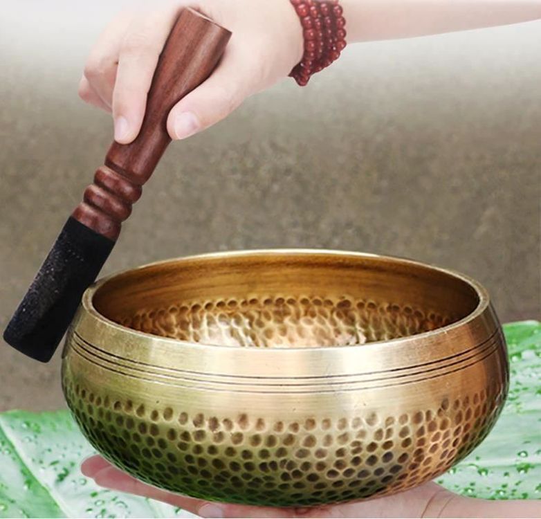 Tibetische Klangschale Mit Holzstab & Kissen, Grün, 10,2 Cm - Meditationsinstrument Für Entspannung & Yoga