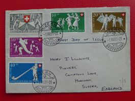 1951 PP: B51-B55 auf Satzbrief LUZERN-GB, Kat: 130.-