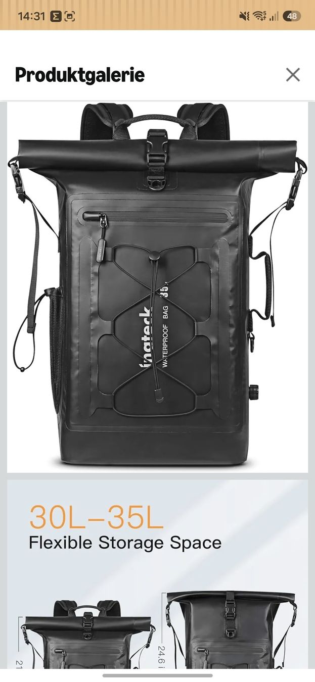 Zaini: Wasserdichter Rolltop Rucksack – Nuovo (secondo la descrizione) da Horn venduto da Linnea15
