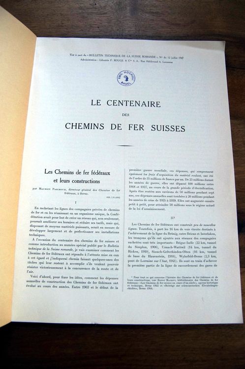 Le centenaire des Chemins de fer Suisses 1947 Kaufen auf Ricardo