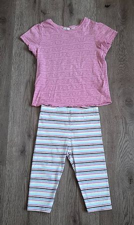 Shirt und Leggings rosa und gestreift Gr. 110 von impidimpi