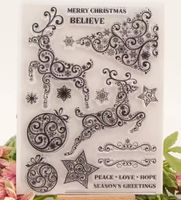 Silikonstempel Nr.763, Weihnachten, Rentiere, Sterne, Tanne