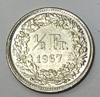1/2 Franken - stehende Helvetia - 1967 B (Silber .835)