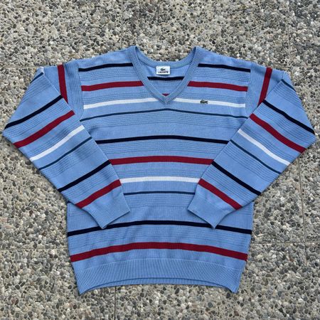 Vintage Lacoste V-neck sweater striped
