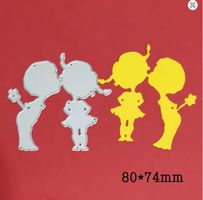 Neue Stanzschablone Silhouette Junge mit Blume und Mädchen