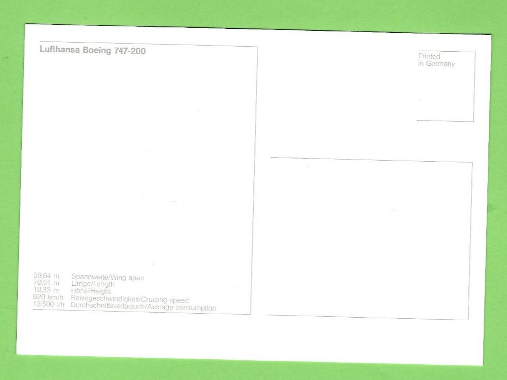 Cartoline postali: Lufthansa Boeing 747-200 – Usato da Zürich venduto da t24_de 1