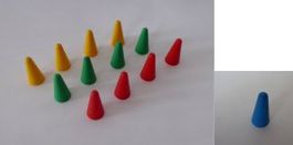Spiel Hüttchen Set 4 x Rot, 4 x Grün, 4 x Gelb, 1 x Blau neu