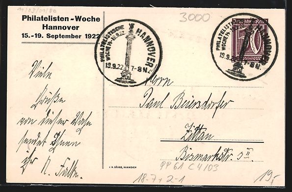 Ganzsachen: Ganzsache PP61C4 /03: Hannover, Philatel – Gebraucht aus Berlin von bartko-reher 1
