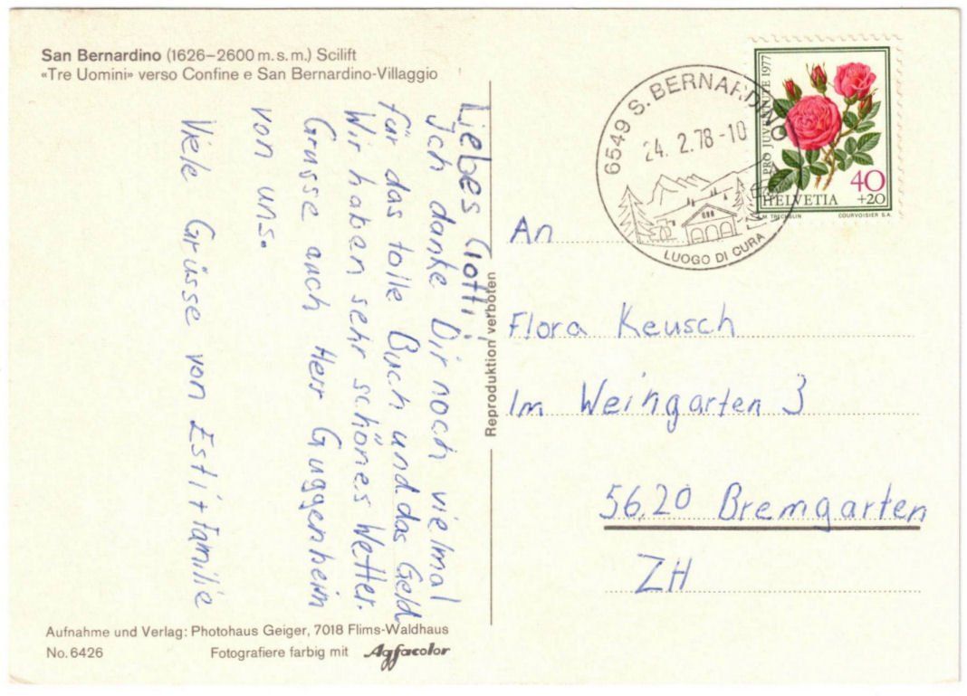 Cartoline postali: San Bernardino - Skilift Tre Uomini – Usato da Binningen venduto da Mountainrider 1