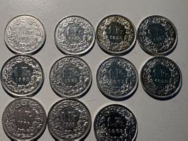 Pièces 1 Franc Suisse Argent -