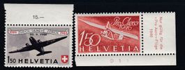 1944/46 Zunr. F40 + F41 zwei Pro Aero Marken postfrisch Tab
