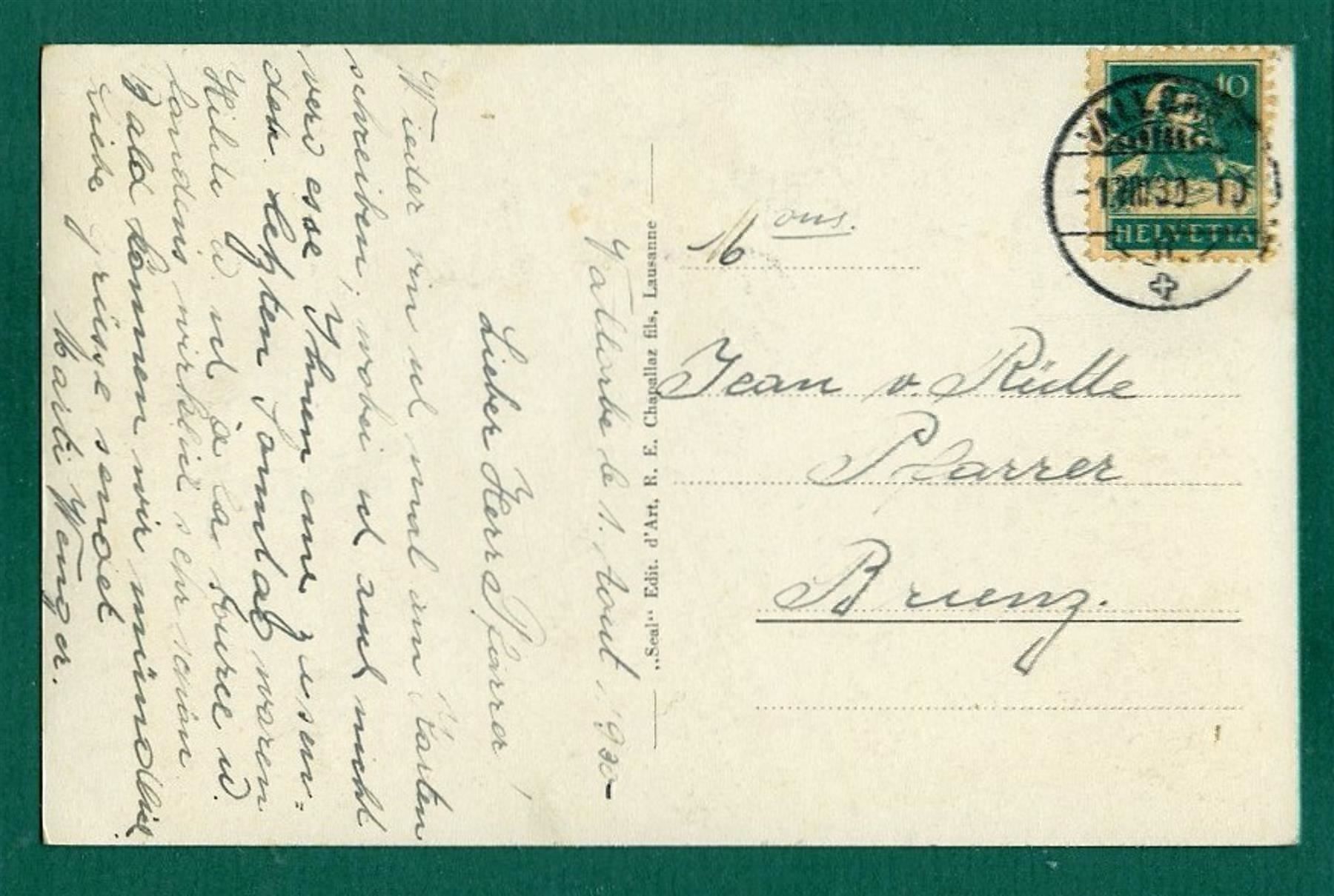 Cartoline postali: Source de l'Orbe à Vallorbe, 1930, gelaufen – Usato da Sargans venduto da Hausi1951 1
