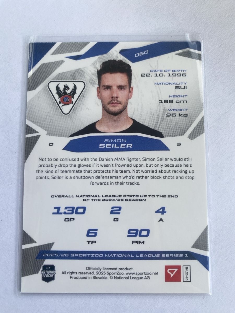 Sportzoo Carte collezionabili: NLA 2025/26 - Simon Seiler 5/D – Nuovo (secondo la descrizione) da Winterthur venduto da SeanTrieb 1
