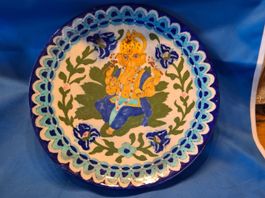 Antiker Teller mit Ganesha Motiv, Handbemalt, Indien