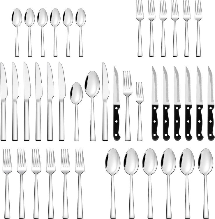 EXZACT Besteck Set 24-teilig – Edelstahl Mit Farbigen Griffen, Für 6 Personen, Spülmaschinenfest, Rot Edelstahl Besteckset 24 Teilig
