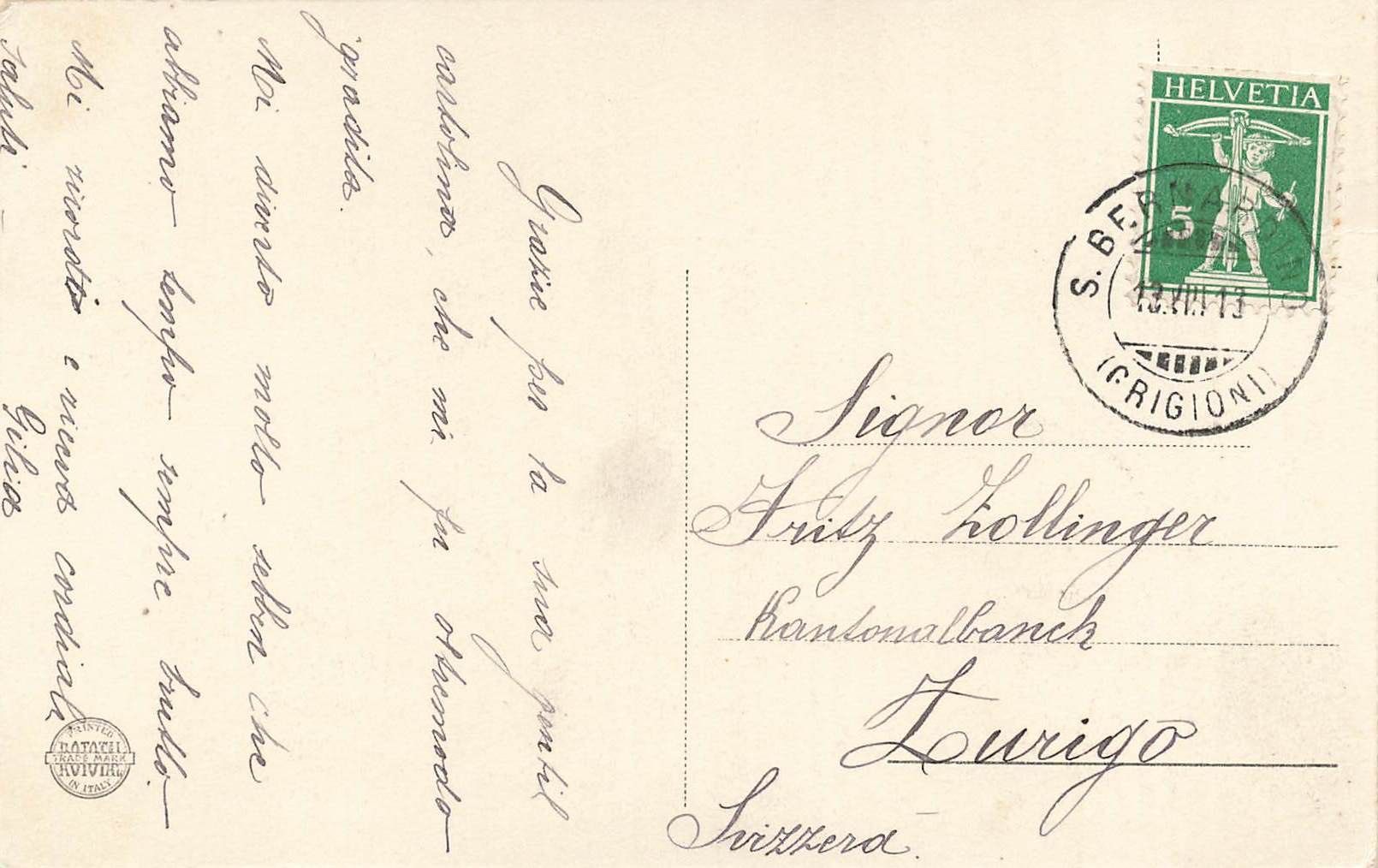 Cartoline postali: S. Bernardino – Usato da Biasca venduto da Blenio71 1
